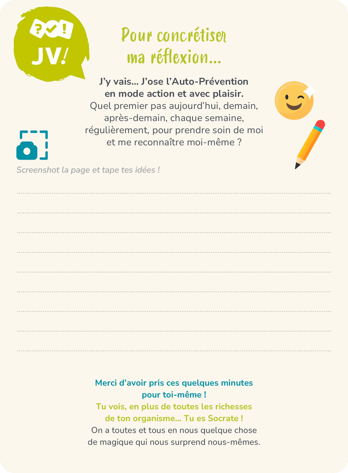 Screenshot la page et tape tes id es !,Merci d’avoir pris ces quelques minutes pour toi m me ! Tu vois, en plus de to...