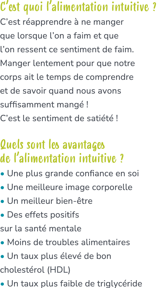 C’est quoi l’alimentation intuitive ? C’est r apprendre  ne manger que lorsque l’on a faim et que l’on ressent ce se...
