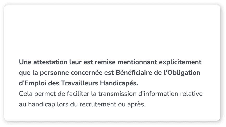 Une attestation leur est remise mentionnant explicitement que la personne concern e est B n ficiaire de l’Obligation ...