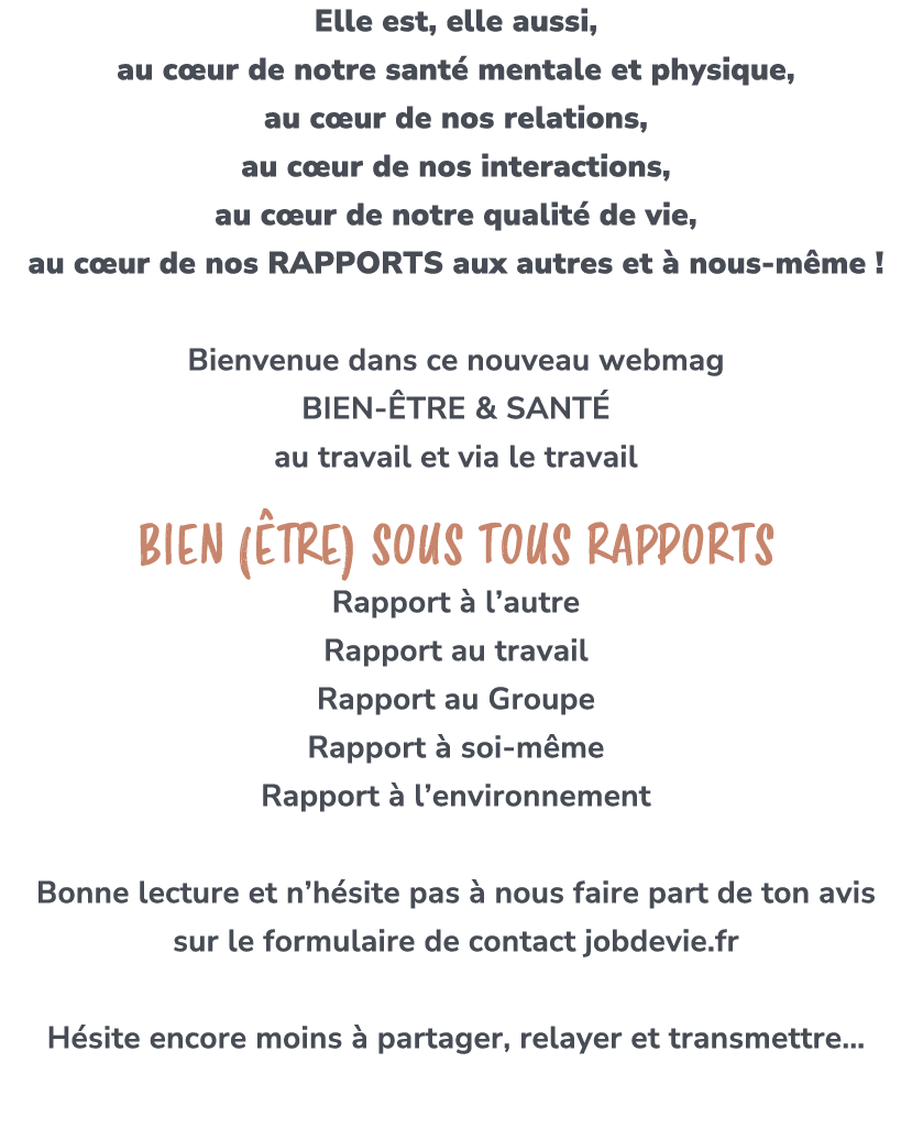 Elle est, elle aussi, au c ur de notre sant mentale et physique, au c ur de nos relations, au c ur de nos interactio...