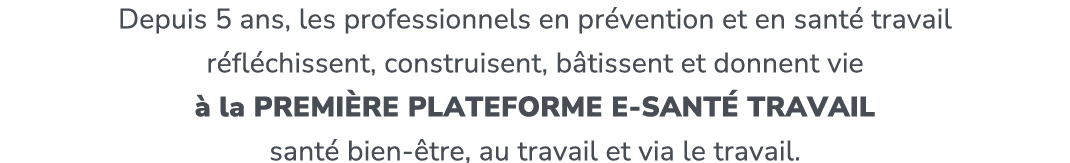 Depuis 5 ans, les professionnels en pr vention et en sant travail r fl chissent, construisent, b tissent et donnent ...