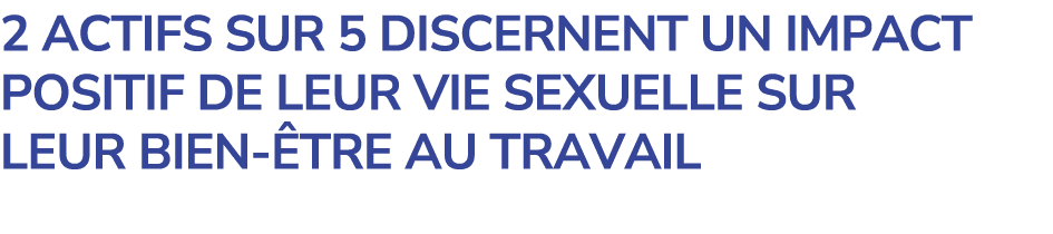 2 ACTIFS SUR 5 DISCERNENT UN IMPACT POSITIF DE LEUR VIE SEXUELLE SUR LEUR BIEN TRE AU TRAVAIL