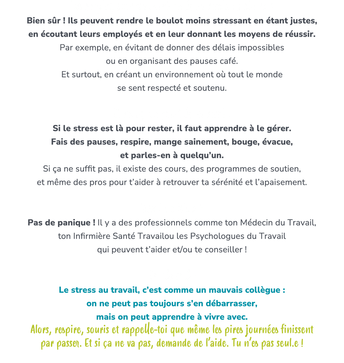Les employeurs peuvent ils faire quelque chose ? ​ Bien s r ! Ils peuvent rendre le boulot moins stressant en tant j...